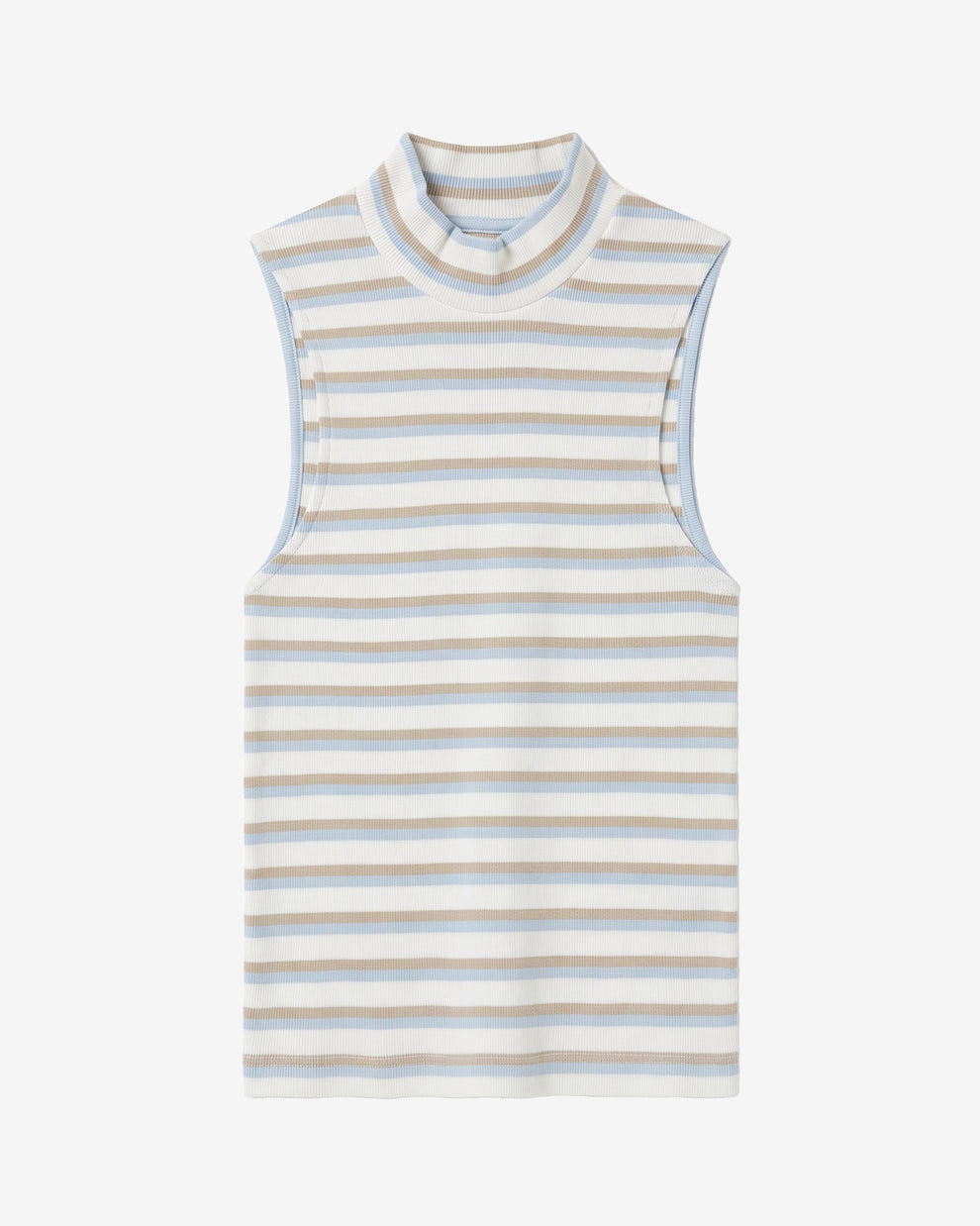 KnowledgeCotton Apparel - WMN High neck rib top T-shirts 8032 Multi color stripe