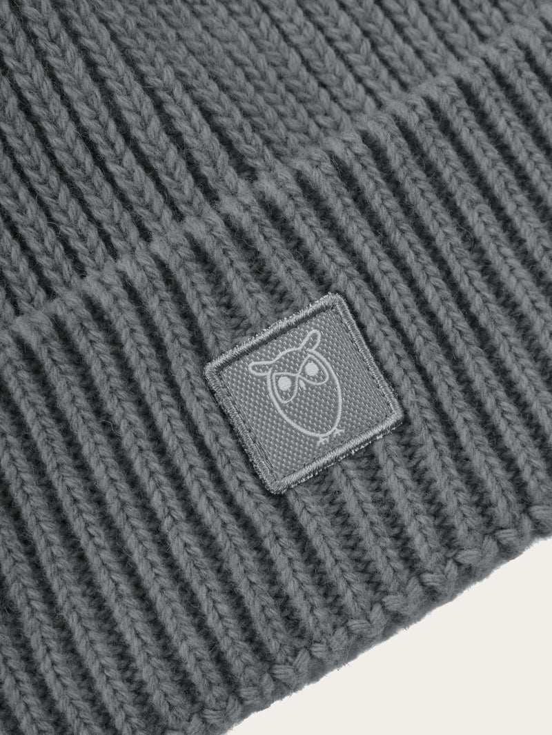 KnowledgeCotton Apparel - UNI High wool beanie Hats 1073 Dark Grey Melange
