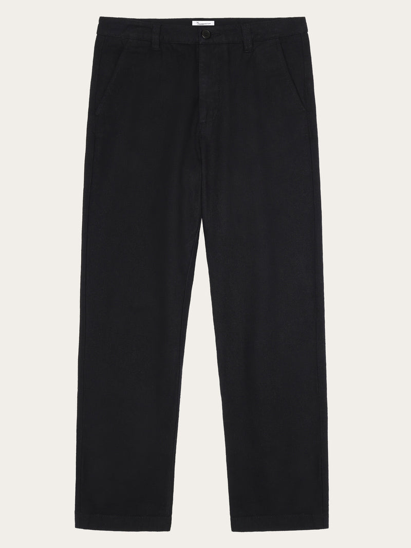 KnowledgeCotton Apparel - WMN IRIS mom mid-rise chino Pants 1300 Black Jet