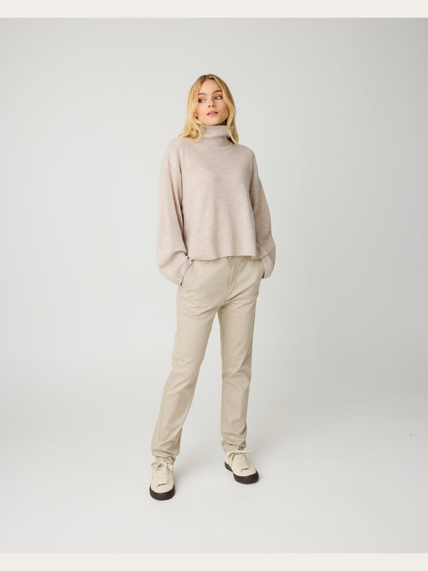 KnowledgeCotton Apparel - WMN Iris slim pique pant Pants 1228 Light feather gray