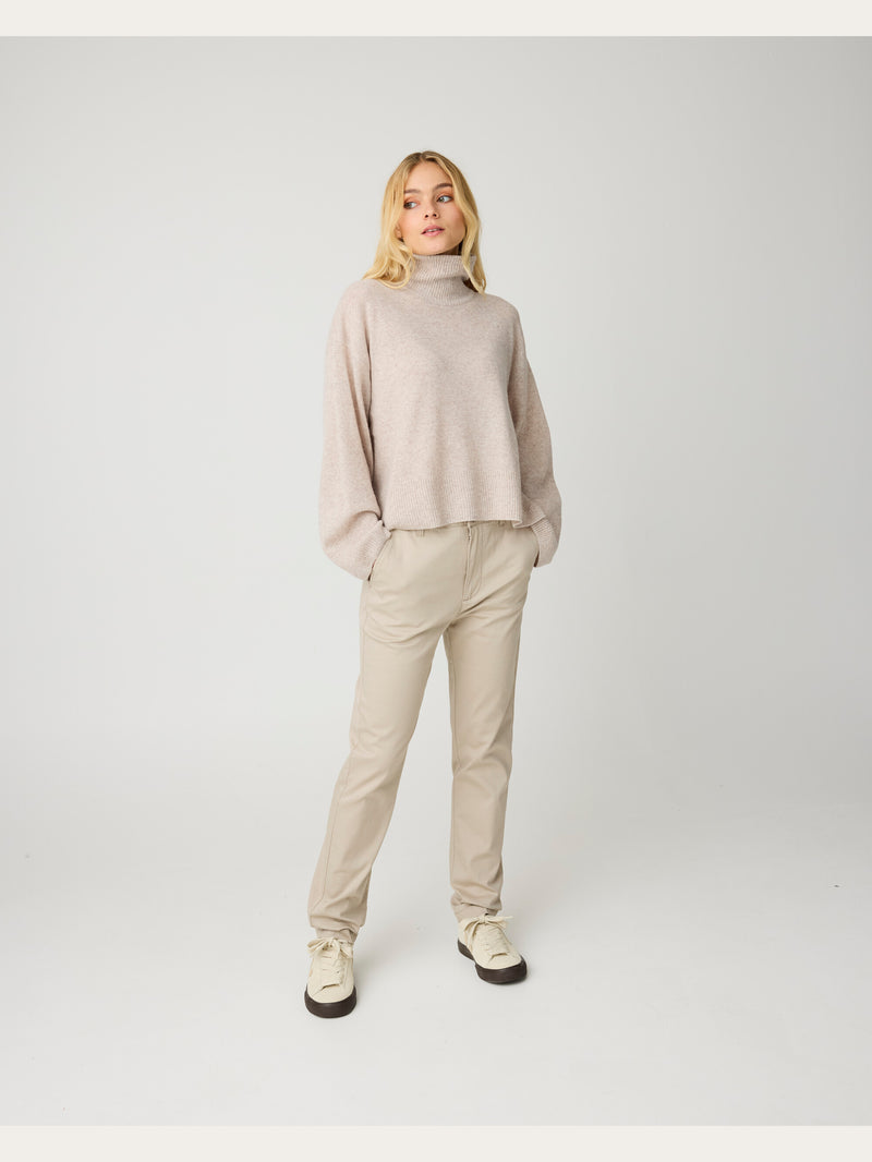 KnowledgeCotton Apparel - WMN Iris slim pique pant Pants 1228 Light feather gray
