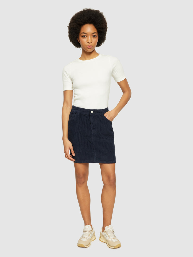 KnowledgeCotton Apparel - WMN Irregular corduroy skirt - GOTS/Vegan Skirts 1412 Night Sky