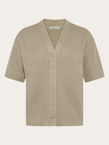 KnowledgeCotton Apparel - WMN Knit cardigan Knits 1228 Light feather gray