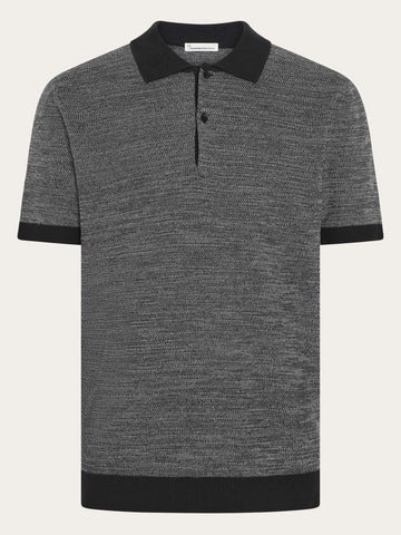 KnowledgeCotton Apparel - MEN Knitted polo Polos 1300 Black Jet