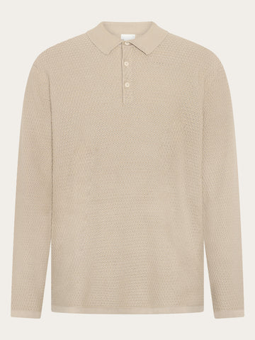 KnowledgeCotton Apparel - MEN Knitted polo Polos 1228 Light feather gray