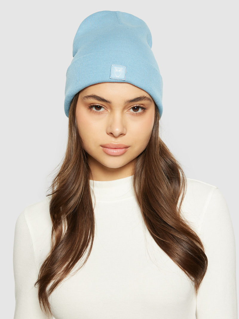 KnowledgeCotton Apparel - UNI Knitted rib beanie Hats 1463 Glacier Lake