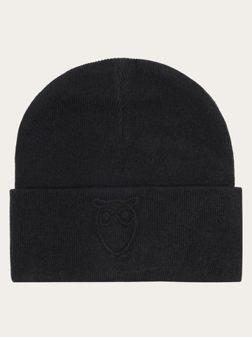 KnowledgeCotton Apparel - UNI Lambswool Logo Embossed Beanie RWS Hats 1487 Chocolate Torte