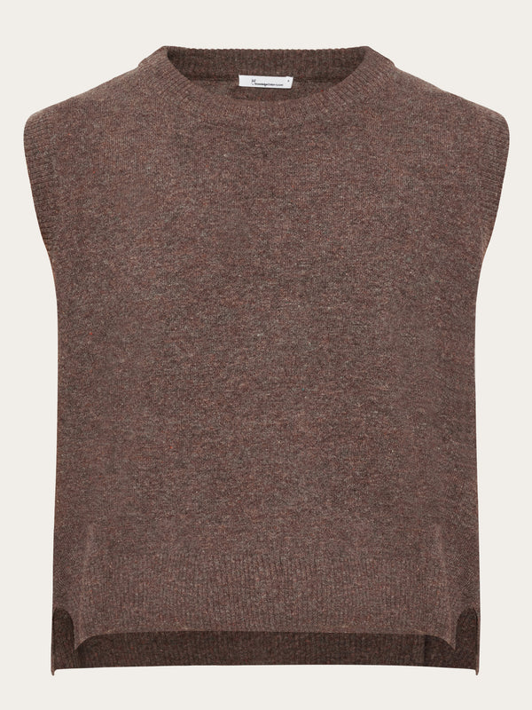 KnowledgeCotton Apparel - WMN Lambswool Vest Knits 1243 Demitasse (brown)