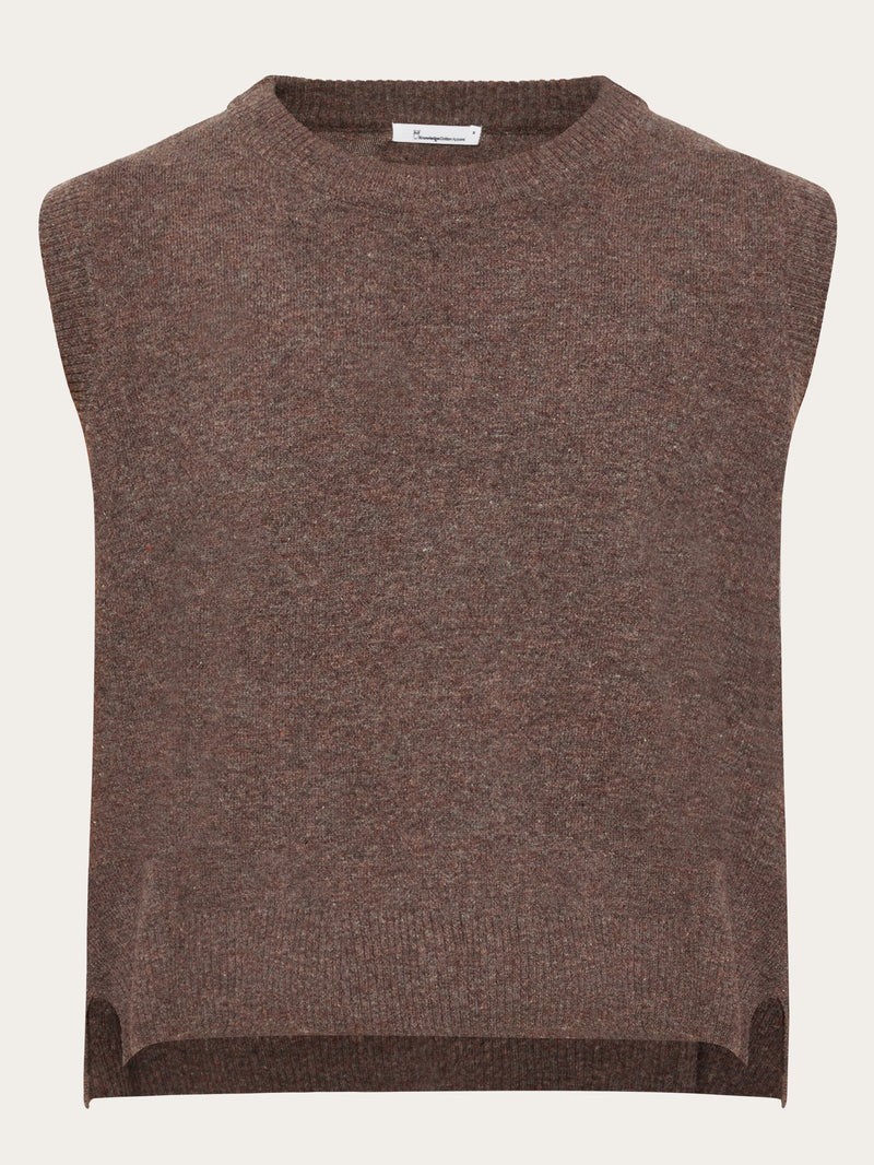 KnowledgeCotton Apparel - WMN Lambswool Vest Knits 1243 Demitasse (brown)