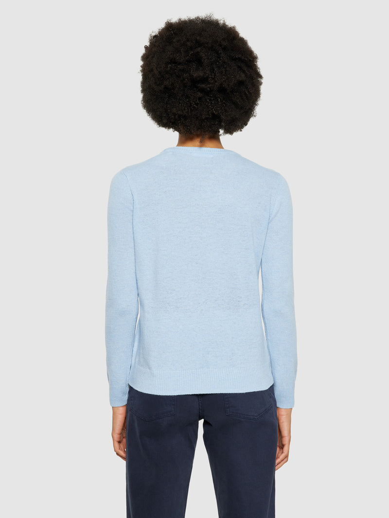 KnowledgeCotton Apparel - WMN Lambswool crew neck Knits 1322 Asley Blue