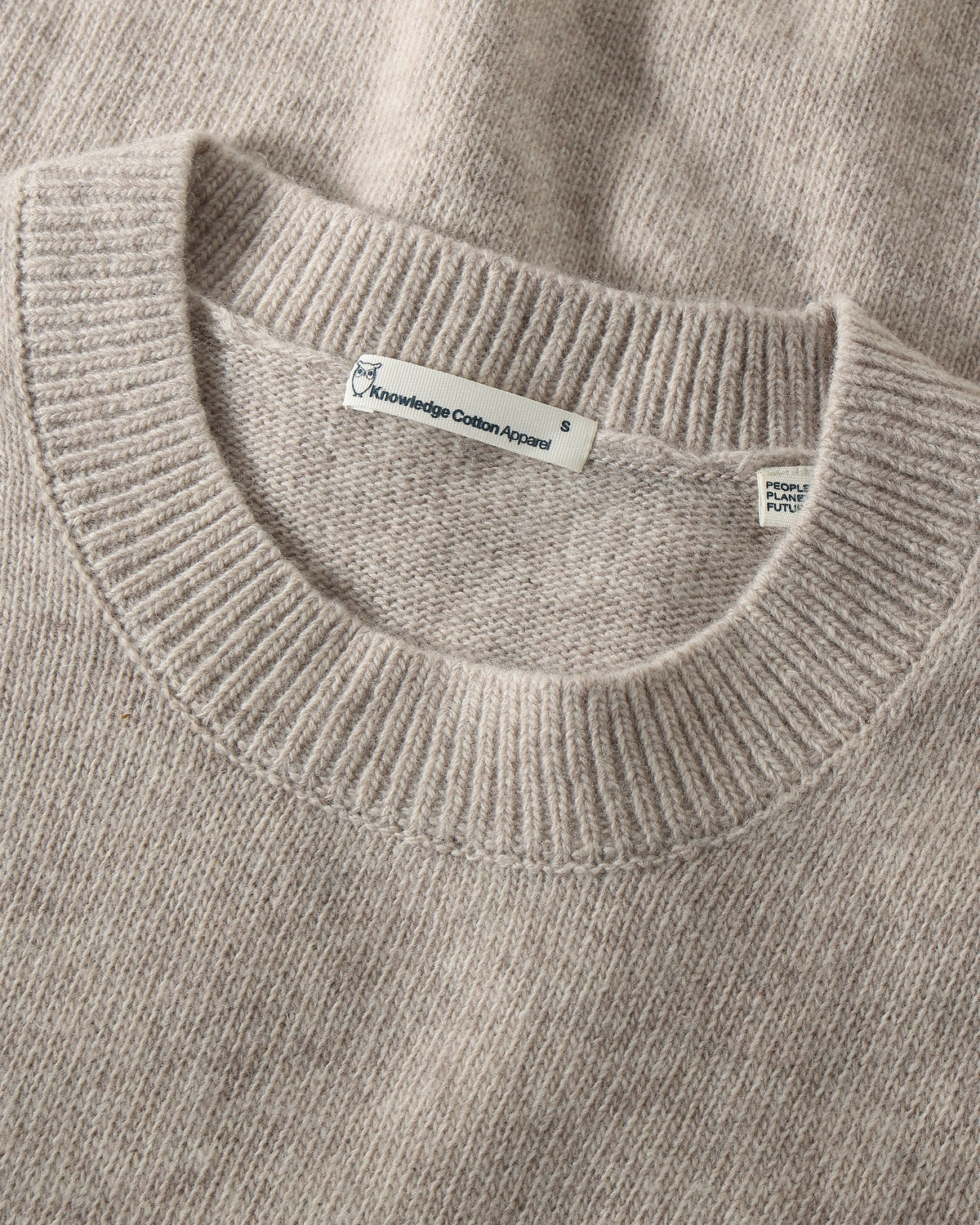 KnowledgeCotton Apparel - WMN Lambswool crew neck sweater Knits 1074 Nature Melange