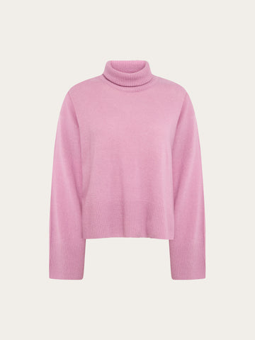 KnowledgeCotton Apparel - WMN Lambswool high neck sweater Knits 1503 Orchid Haze