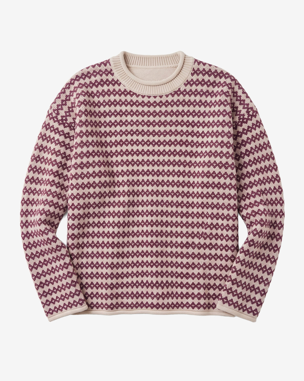 KnowledgeCotton Apparel - WMN Lambswool jacquard roll-edge sweater Knits 9925 Red