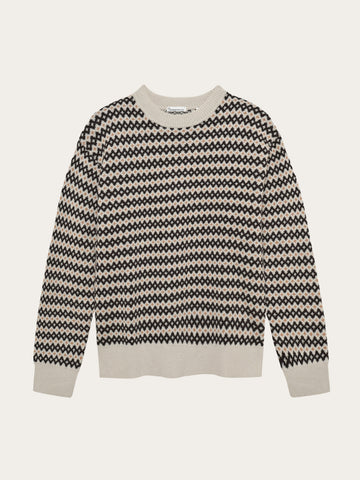 KnowledgeCotton Apparel - MEN Lambswool jacquard sweater Knits 9926 Brown