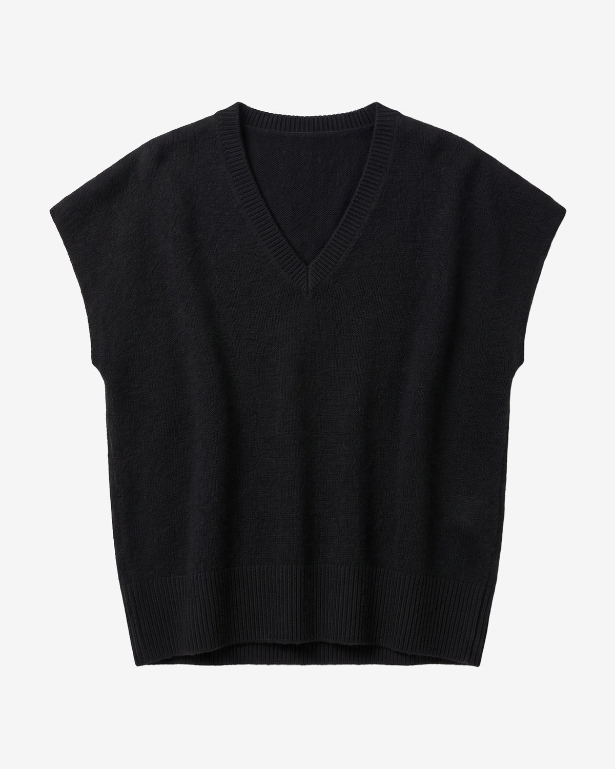 KnowledgeCotton Apparel - WMN Lambswool knit vest Knits 1300 Black Jet