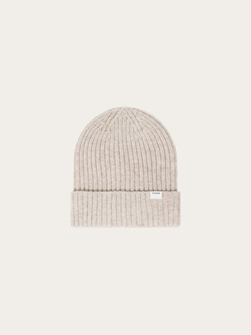 KnowledgeCotton Apparel - UNI Lambswool rib beanie Hats 1074 Nature Melange