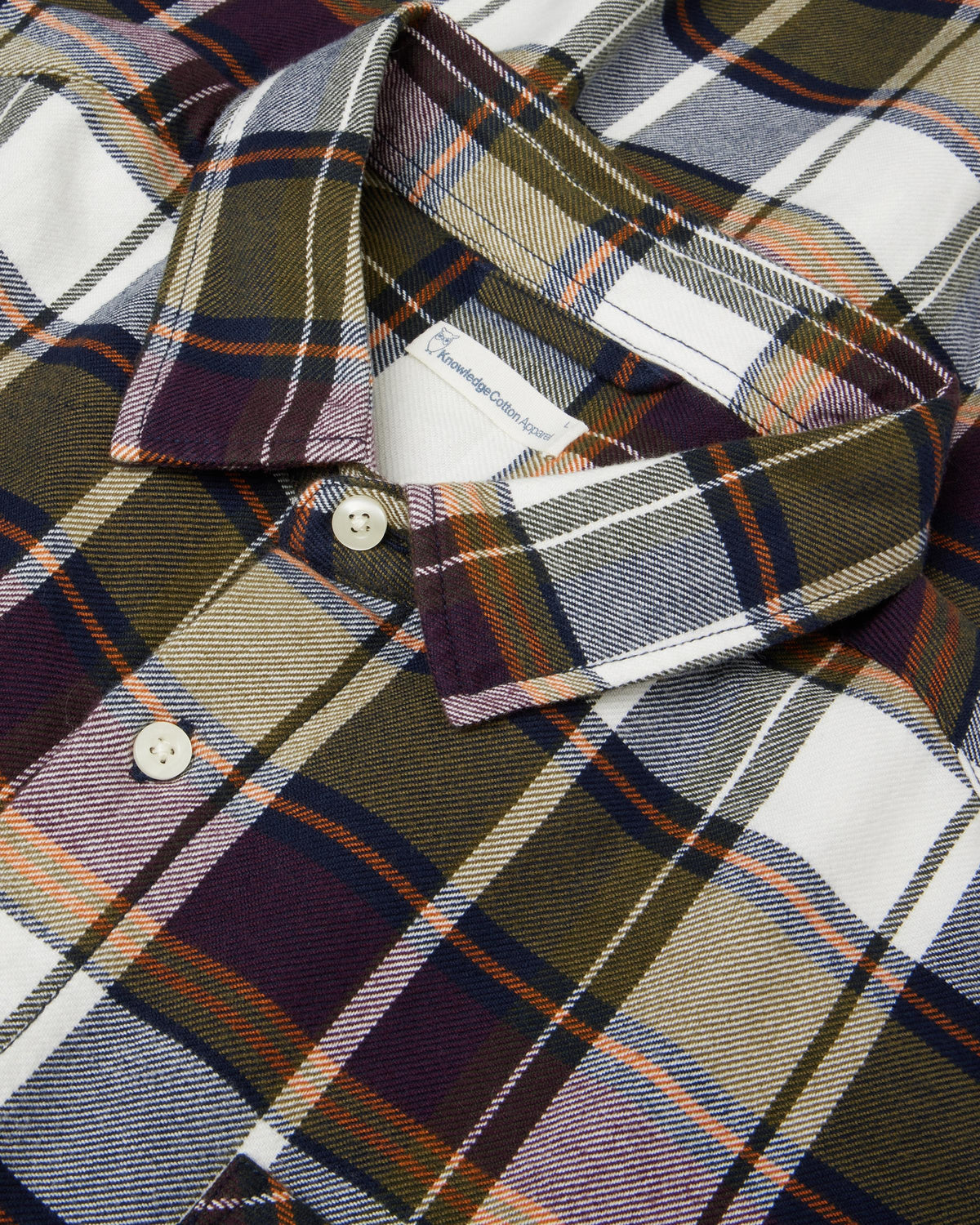 KnowledgeCotton Apparel - MEN Light flannel checkered costum fit shirt Shirts 7021 blue check