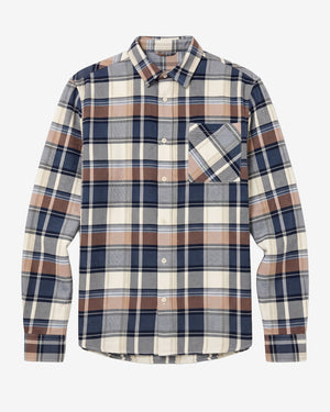 KnowledgeCotton Apparel - MEN Light flannel checkered costum fit shirt Shirts 7036 Navy