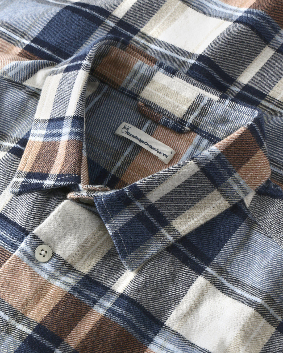 KnowledgeCotton Apparel - MEN Light flannel checkered costum fit shirt Shirts 7036 Navy