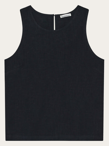 KnowledgeCotton Apparel - WMN Linen-mix top T-shirts 1300 Black Jet