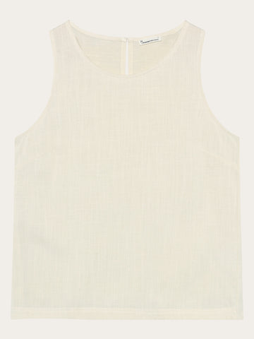 KnowledgeCotton Apparel - WMN Linen-mix top T-shirts 1387 Egret