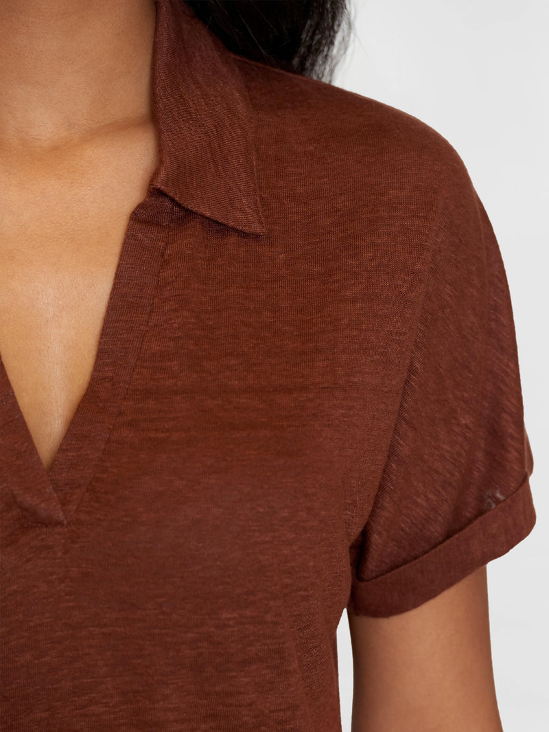 KnowledgeCotton Apparel - WMN Linen bat sleeve polo - GOTS/Vegan Polos 1441 Tiramisu