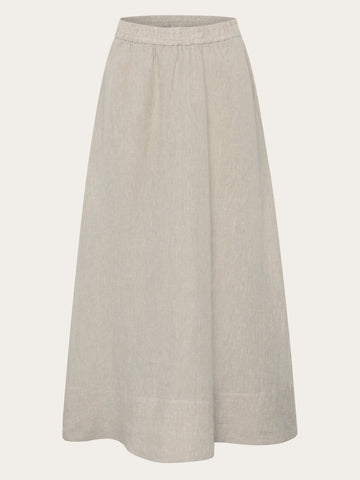 KnowledgeCotton Apparel - WMN Linen maxi skirt Skirts 1449 Yarndyed - Light feather gray