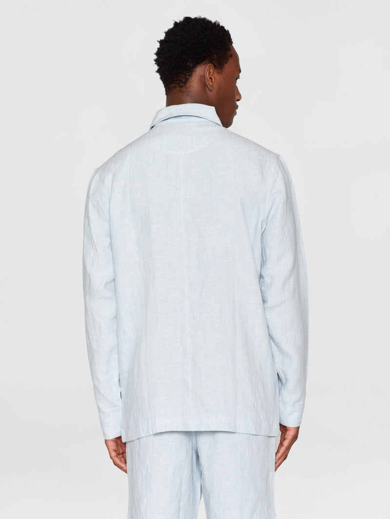 KnowledgeCotton Apparel - MEN Linen overshirt Overshirts 1457 Dusk Blue