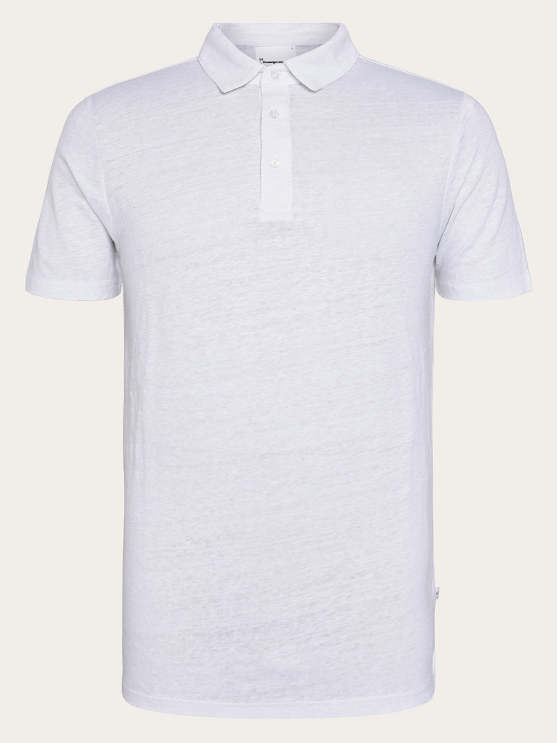 KnowledgeCotton Apparel - MEN Linen polo Polos 1010 Bright White