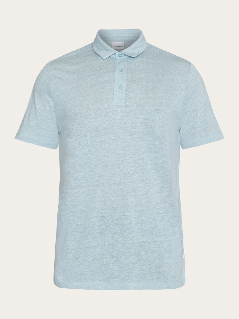 KnowledgeCotton Apparel - MEN Linen polo Polos 1436 Gray Mist