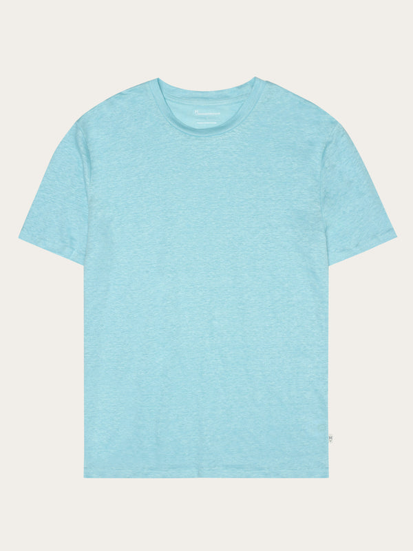 KnowledgeCotton Apparel - MEN Linen t-shirt T-shirts 1480 Aqua-Esque