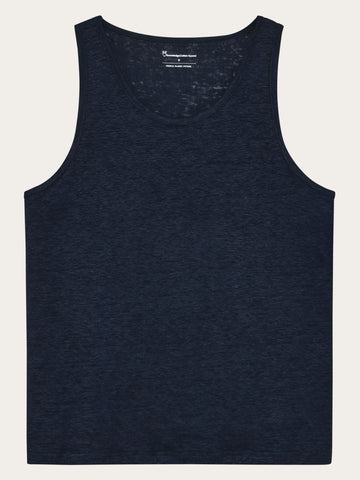 KnowledgeCotton Apparel - WMN Linen tank top T-shirts 1001 Total Eclipse