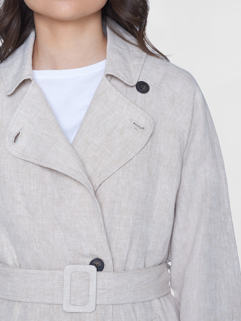 KnowledgeCotton Apparel - WMN Linen trenchcoat - GOTS/Vegan Jackets 1228 Light feather gray