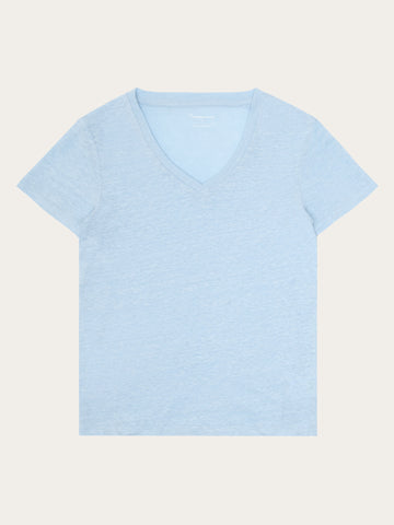 KnowledgeCotton Apparel - WMN Linen v-neck t-shirt T-shirts 1009 Skyway