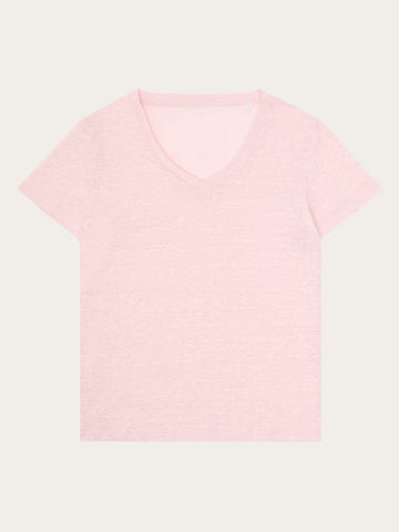 KnowledgeCotton Apparel - WMN Linen v-neck t-shirt T-shirts 1494 Pale Lilac
