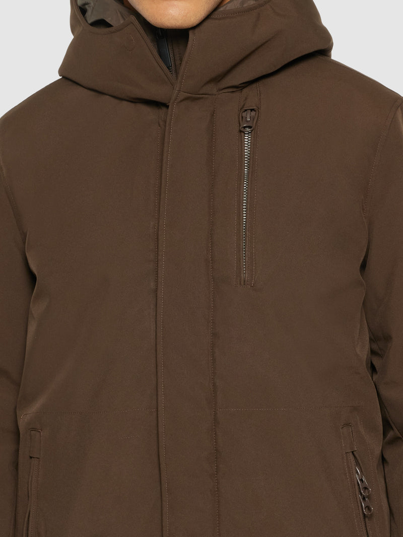 KnowledgeCotton Apparel - MEN Long soft shell jacket CLIMATE SHELL™ Jackets 1243 Demitasse (brown)