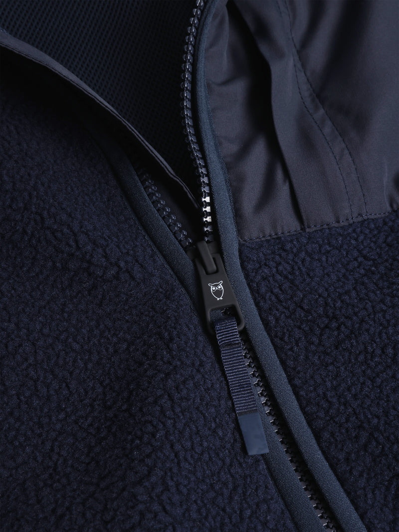 KnowledgeCotton Apparel - MEN Loose Fit Zip Fleece - GRS/Vegan Fleeces 1412 Night Sky