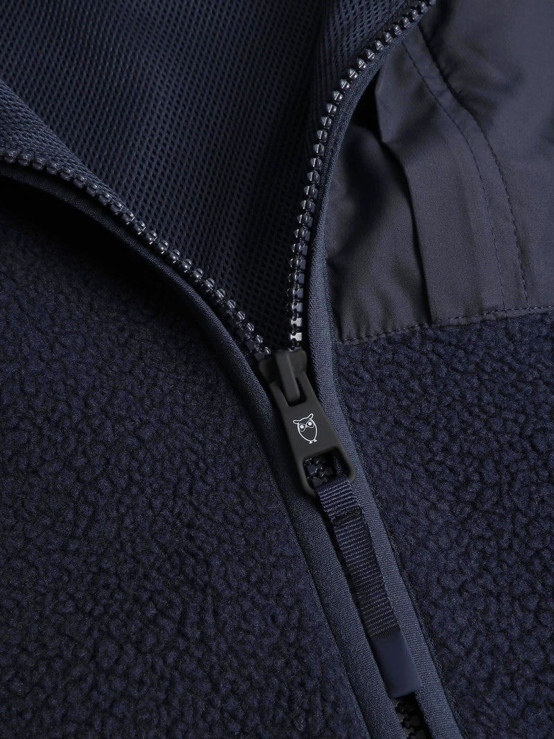 KnowledgeCotton Apparel - UNI Loose Fit Zip Fleece Vest GRS/Vegan Fleeces 1412 Night Sky