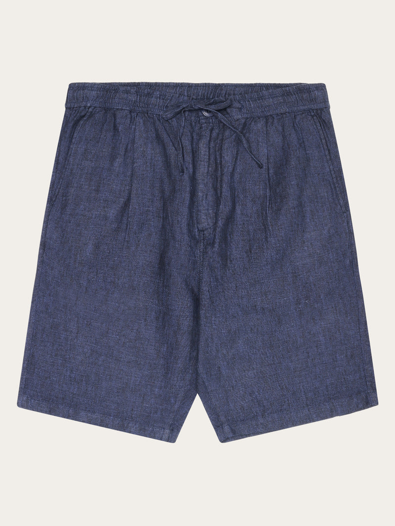 KnowledgeCotton Apparel - MEN Loose Linen shorts Shorts 1001 Total Eclipse