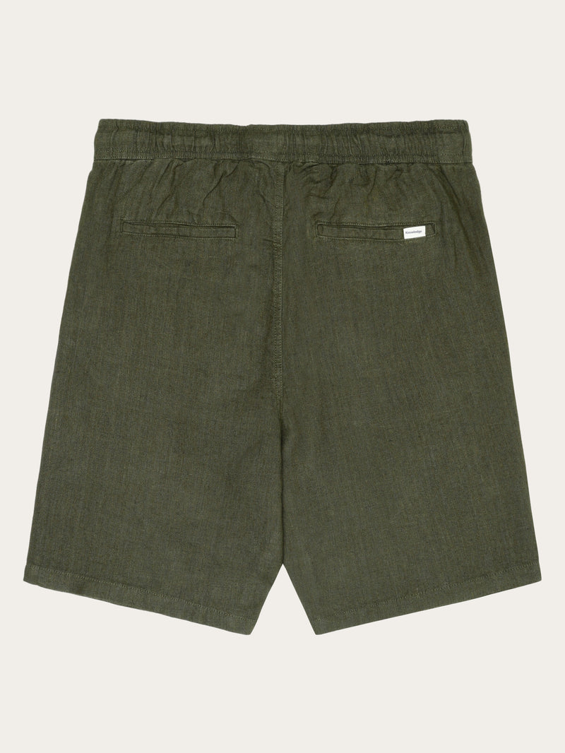 KnowledgeCotton Apparel - MEN Loose Linen shorts Shorts 1068 Burned Olive