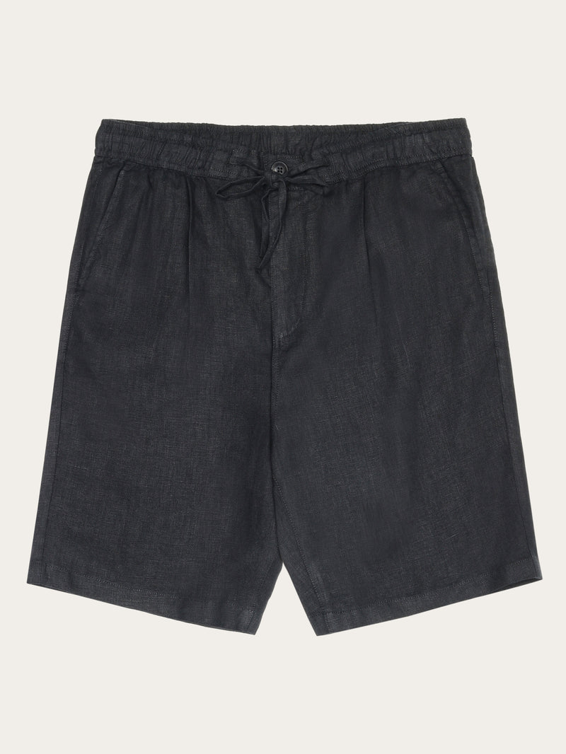 KnowledgeCotton Apparel - MEN Loose Linen shorts Shorts 1300 Black Jet