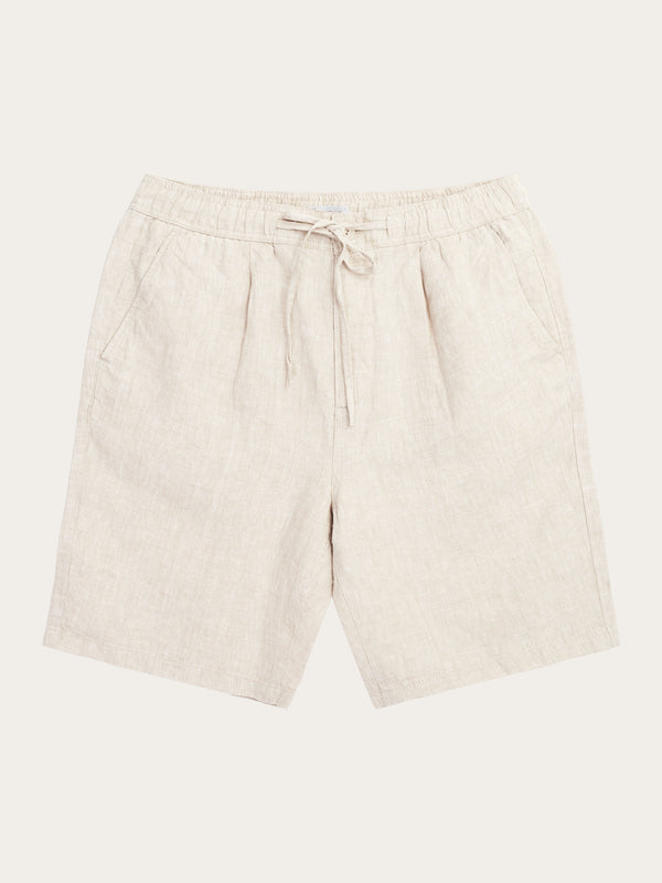 KnowledgeCotton Apparel - MEN Loose Linen shorts Shorts 1449 Yarndyed - Light feather gray