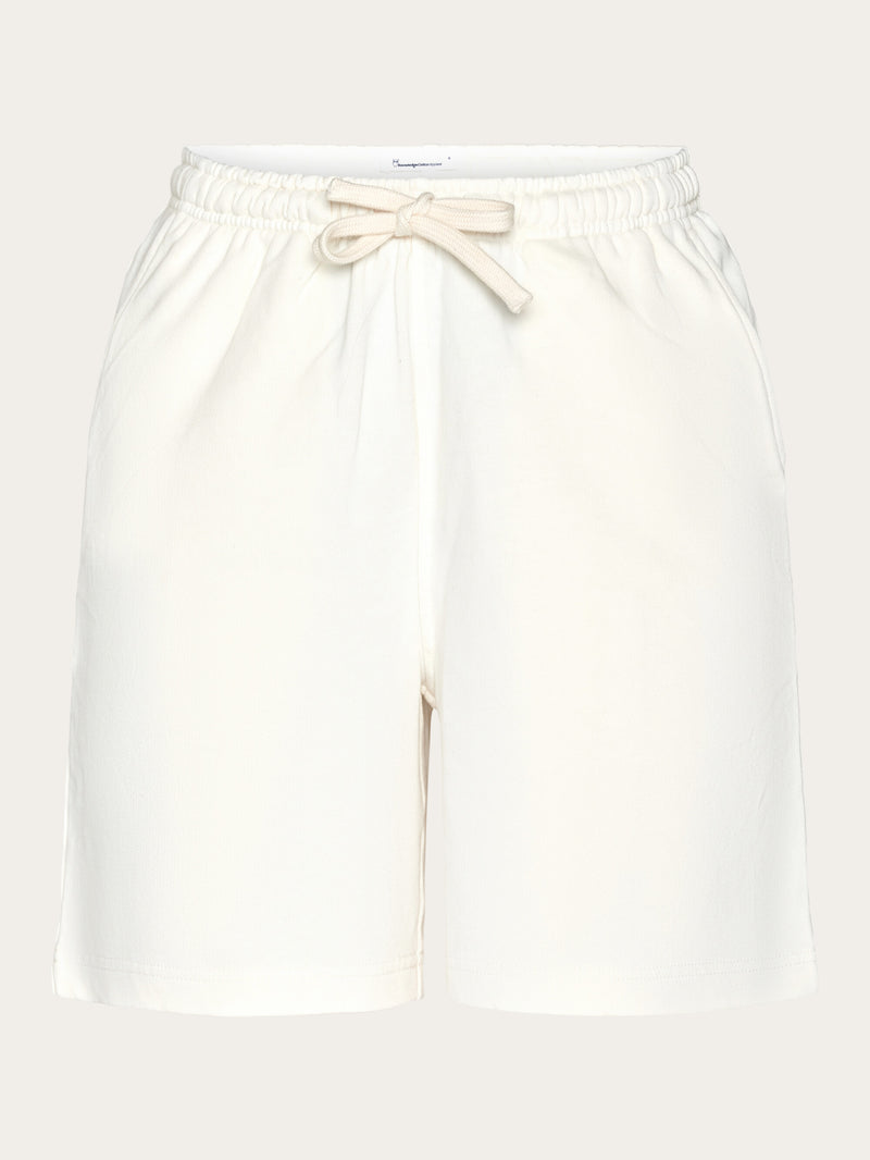 KnowledgeCotton Apparel - WMN Loose fit high-waisted sweat shorts - GOTS/Vegan Shorts 1387 Egret