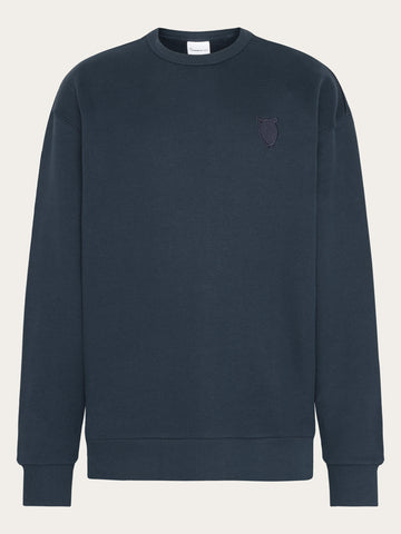 KnowledgeCotton Apparel - MEN Straight fit sweat with embroidery at chest Sweats 1001 Total Eclipse