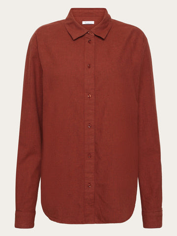 KnowledgeCotton Apparel - WMN Organic Cotton Flannel Shirt GOTS Shirts 1478 Fired Brick