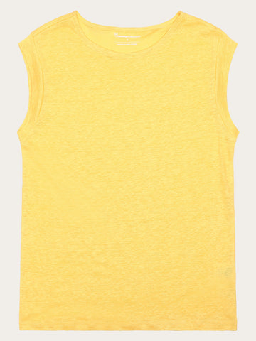 KnowledgeCotton Apparel - WMN Loose fold up linen t-shirt T-shirts 1482 Yarrow