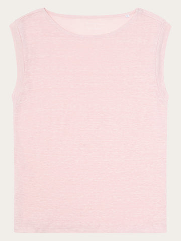 KnowledgeCotton Apparel - WMN Loose fold up linen t-shirt T-shirts 1494 Pale Lilac