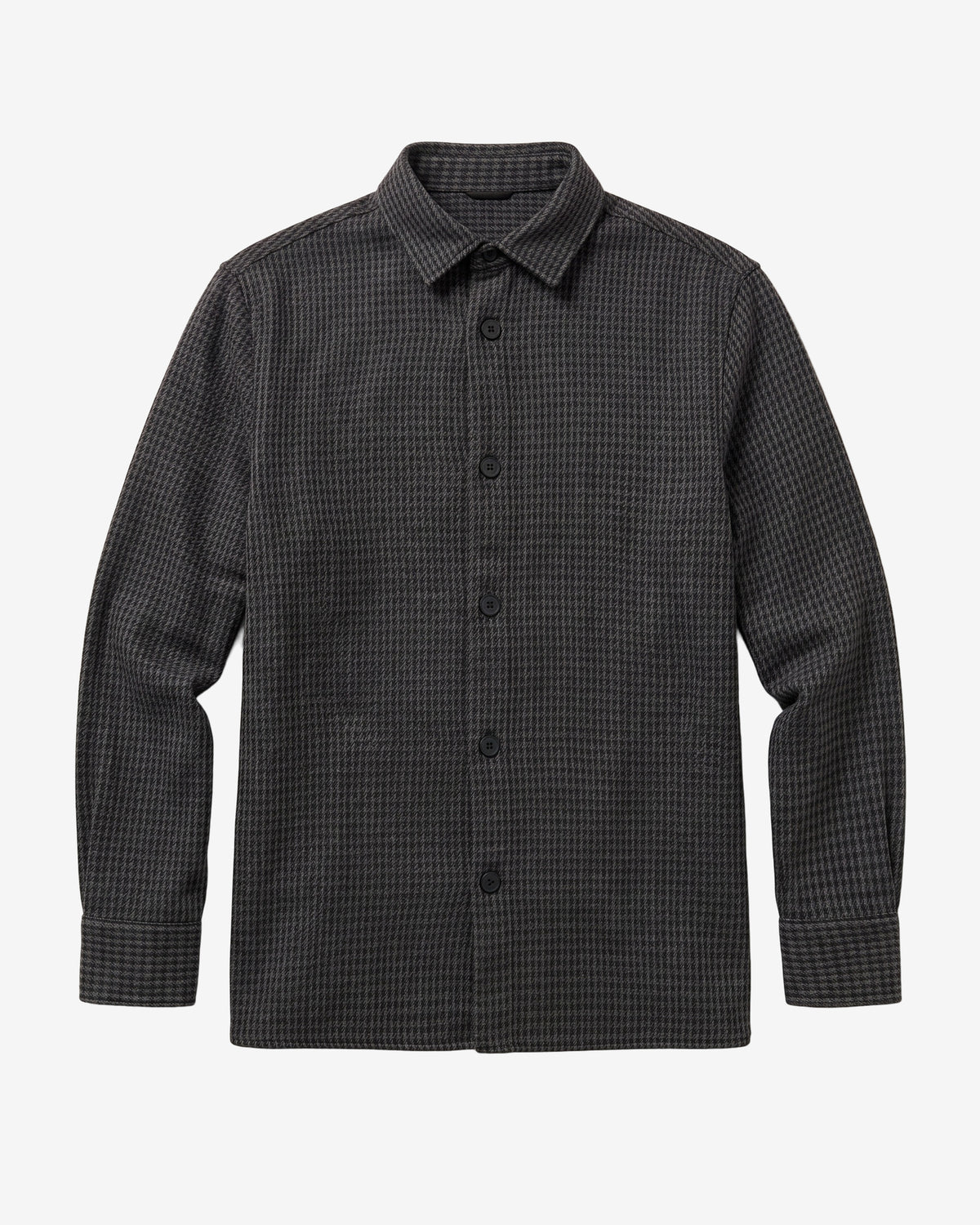 KnowledgeCotton Apparel - MEN Loose houndtooth overshirt Overshirts 7031 Grey check