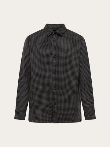 KnowledgeCotton Apparel - MEN Loose houndtooth overshirt Overshirts 7031 Grey check