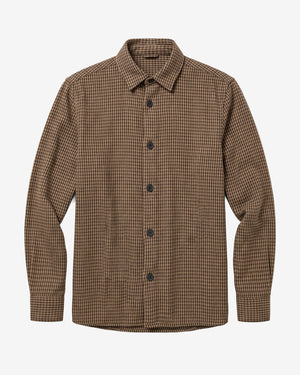 KnowledgeCotton Apparel - MEN Loose houndtooth overshirt Overshirts 7035 Dark Brown check